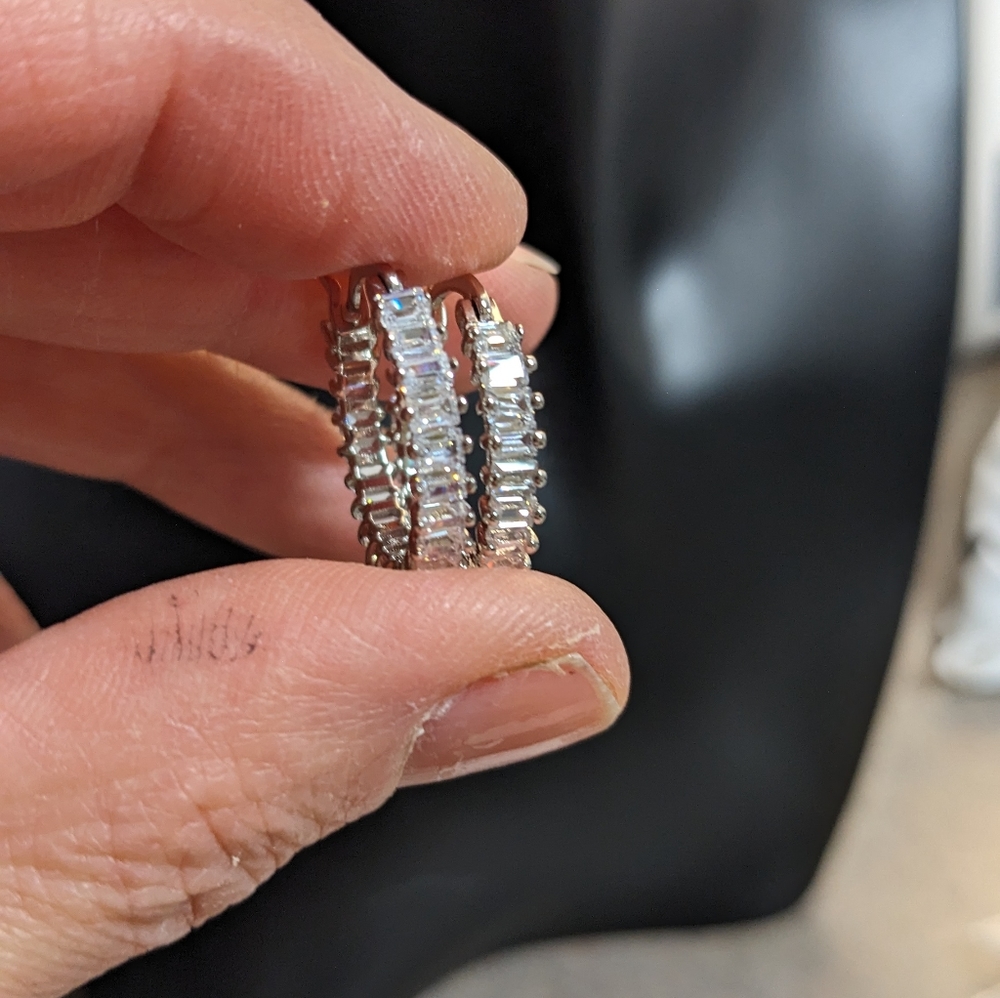 Swarovski Crystal Elements Silver Hoop Earrings - Picture 5 of 5